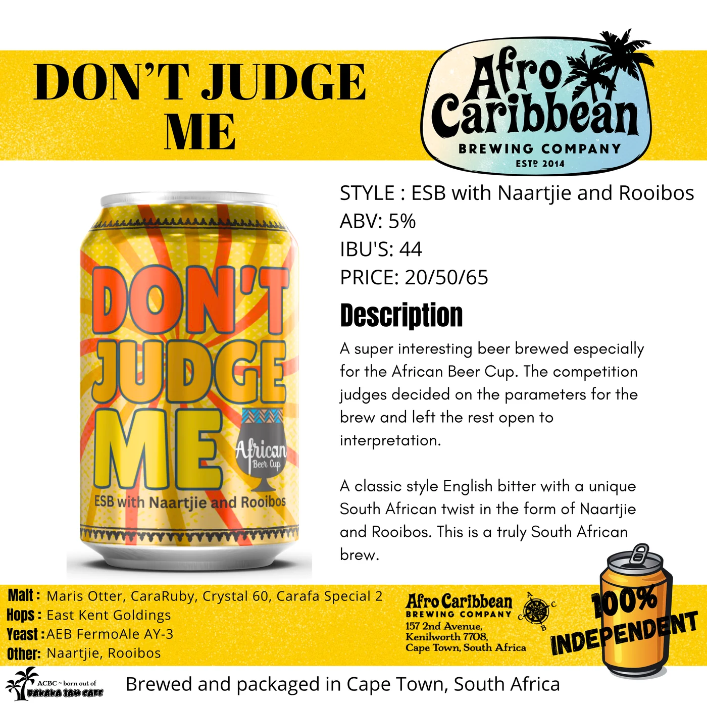 Don't Judge Me by Afro Caribbean Brewing Company