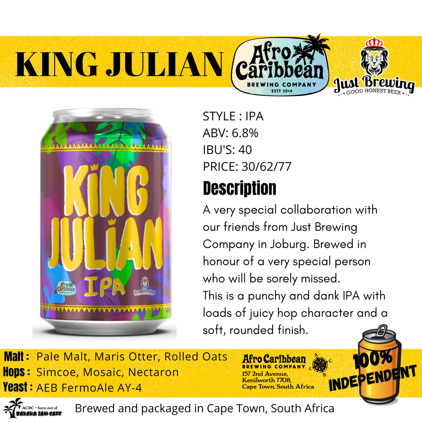 King Julian by Afro Caribbean Brewing Company