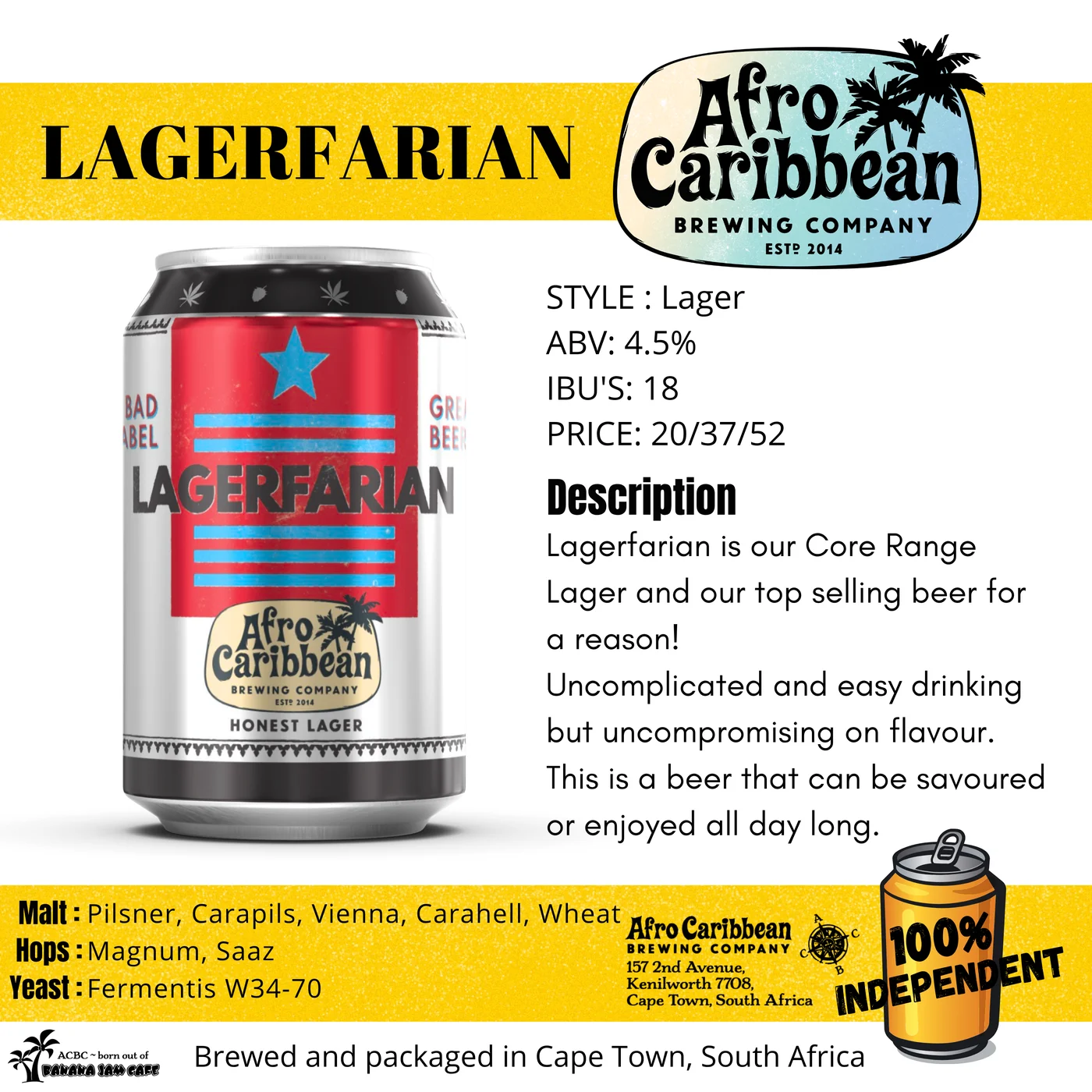 Lagerfarian by Afro Caribbean Brewing Company