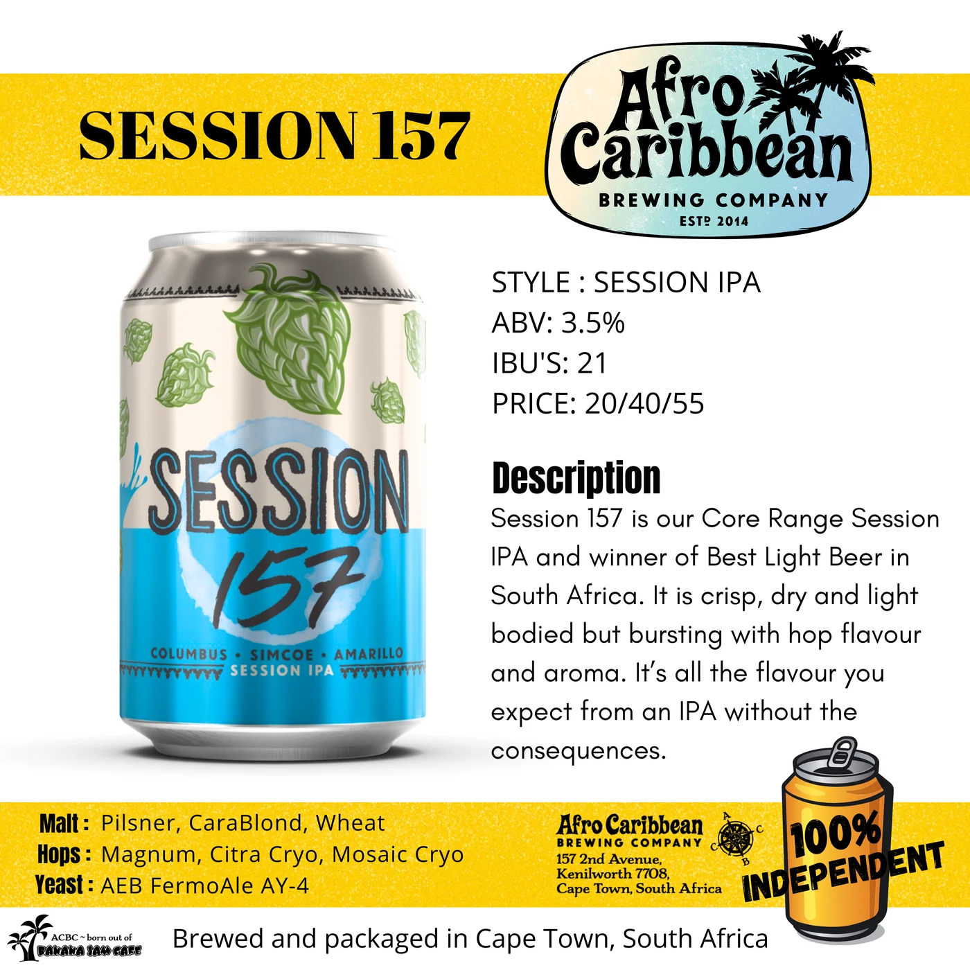 Session 157 by Afro Caribbean Brewing Company
